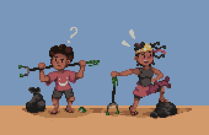 Beach Cleaning Siblings