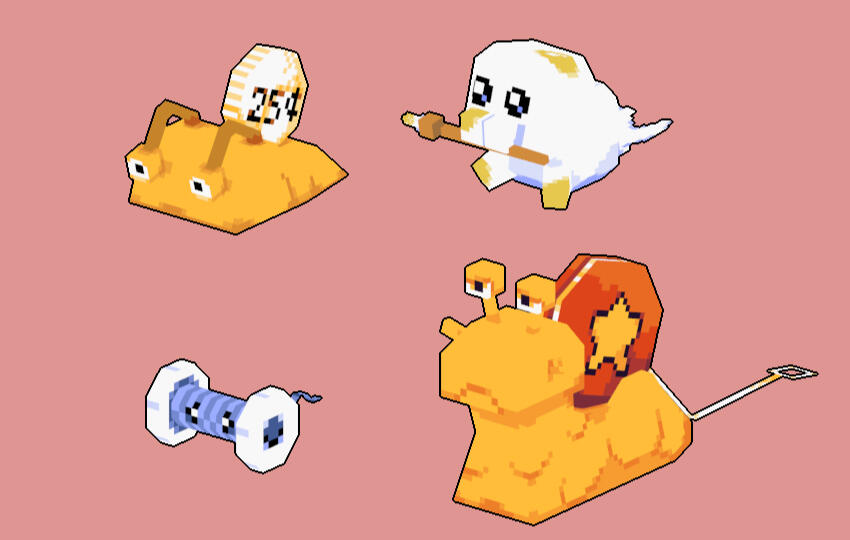 Low-Poly Models of Centumph, Podrip, Spooligan and Sludget