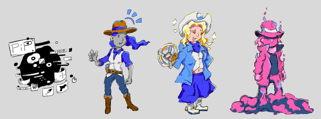 Concept Sketches - PIP, Maeve, Astrid, Rio